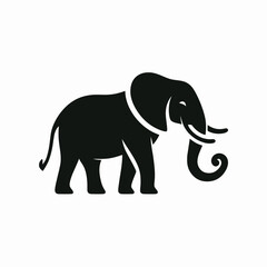 Fototapeta premium Asian Elephant silhouette in black on a white background