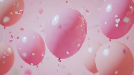Birthday mockup with frame pastel balloons and confetti