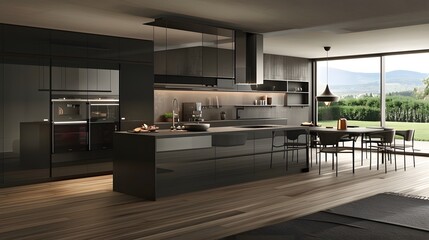 Minimalist kitchen with a sleek design and integrated appliances