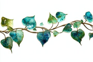 In this collection, watercolor leaves appear in multiple green tones
