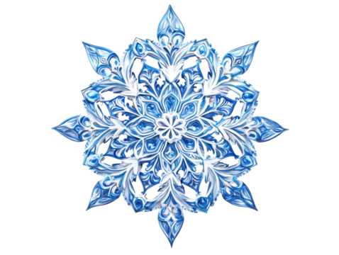 Isolated Intricate Blue Snowflake - Powered by Adobe
