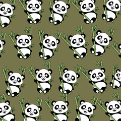 panda bear seamless pattern  vector