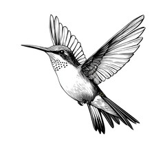 Obraz premium Detailed Hand-Drawn Illustration of a Flying Hummingbird