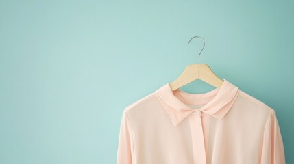 Peach blouse hanging pastel wall studio