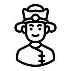 Chinese Man Outline Style