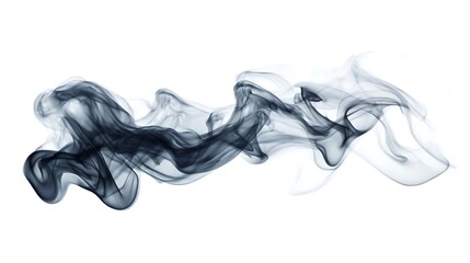 Black smoke cloud with deep shadows isolated on white background