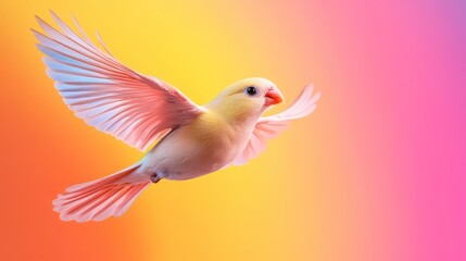 Obraz premium Colorful Bird in Flight Against Vibrant Gradient Background
