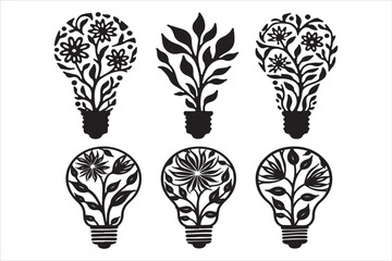 Floral Bulb Vector Silhouette Design