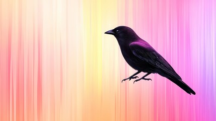 Fototapeta premium Vibrant Fly by Bird Against Colorful Gradient Background
