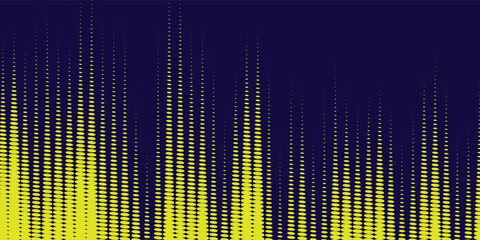 Yellow halftone on blue background. Vector dotted sparkles or halftone shine pattern texture