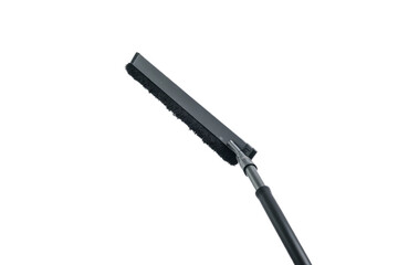 A sleek hand-held window cleaner tool with water droplets, isolated on white.
