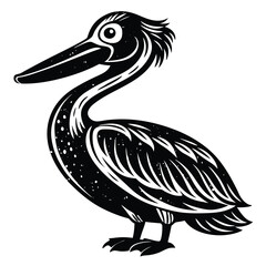 Fototapeta premium pelican Black and white vector illustration animal silhouette for t shirt 