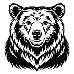  bear head Black and white vector illustration animal silhouette 