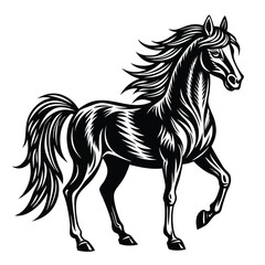 Obraz premium horse Black and white vector illustration animal silhouette 