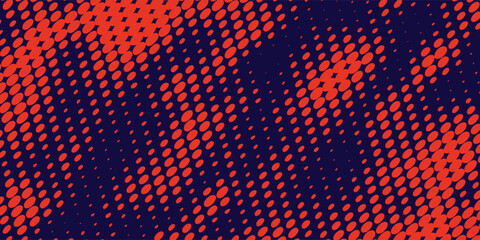 Yellow halftone on blue background. Vector dotted sparkles or halftone shine pattern texture
