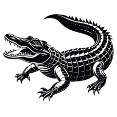Obraz premium crocodile Black and white vector illustration animal silhouette 