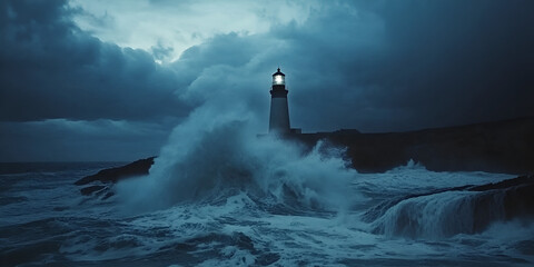 Dramatic Lighthouse Standing Tall Against Stormy Skies