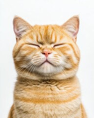 Obraz premium Peaceful Ginger Cat Portrait: Serene and Content Feline Close-up