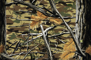 Real Tree Forest Camouflage Seamless Design for Hunting and Military Uniforms