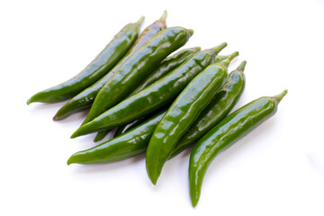 Chili peppers on a white background.