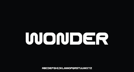 Abstract sporty technology alphabet font. digital space typography vector illustration design 