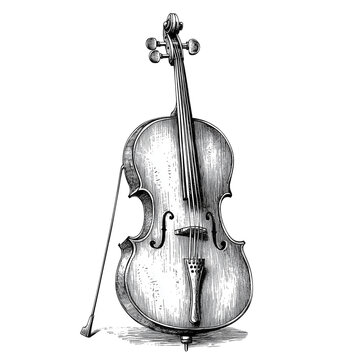 Detailed Hand-Drawn Illustration of a Cello
