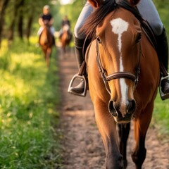 Fototapeta premium Group of people at a fundraising event for horse rescue organizations, National Horse Protection Day, highlighting community support and awareness,