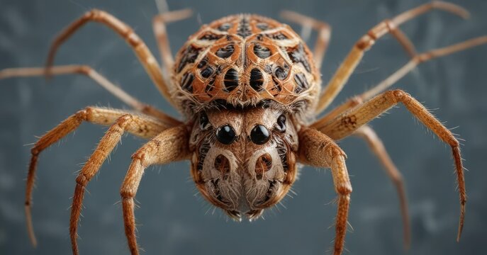 Closeup of an orbweaver spider's abdomen with a distinctive pattern , web-building, pattern
