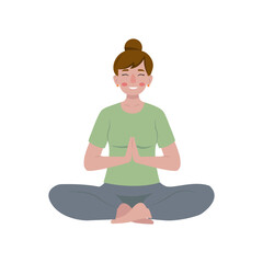 A Calm Woman Engaged in Meditating While in a Relaxed Yoga Pose, Exuding Peace and Serenity