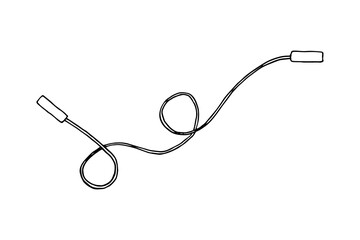 Sport Equipment vector doodle illustration. Jump rope isolated on white background. Hand drawn drawings with black pen on the theme of healthy lifestyle activity.