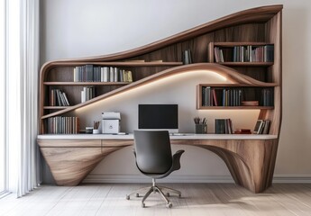 Modern Home Office Workspace With Abundant Plants