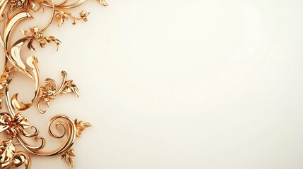 Golden Floral Ornament Design on Cream Background