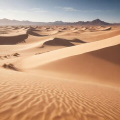 Desert landscape with a vast expanse of sand dunes, desert vistas, vast open spaces, sandy expanses