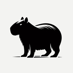 Fototapeta premium Capybara silhouette in black on a white background