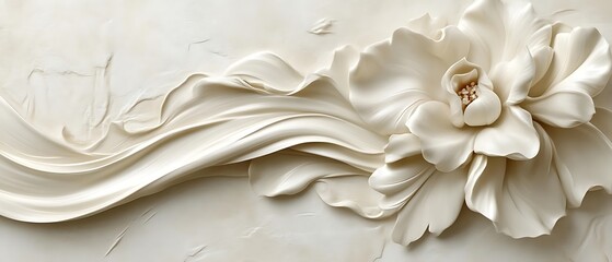 Elegant 3D floral relief sculpture.