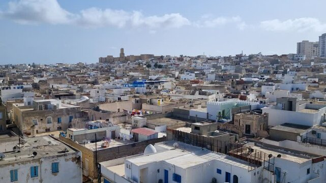 Panoramic view over the city of Sousse in Tunisia on a sunny day