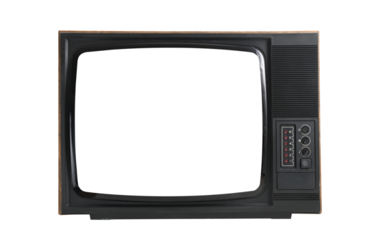 Old tv on isolated. Retro technology concept. Blank screen for text.