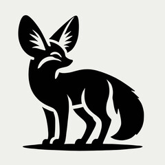 Obraz premium Fennec Fox silhouette in black on a white background