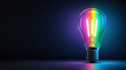 lightbulb rainbow icon Lightbulb with rainbow colored light beams, promoting equality and acceptance.