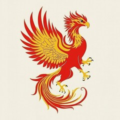 Obraz premium Majestic Phoenix Mythical Firebird in Red and Gold