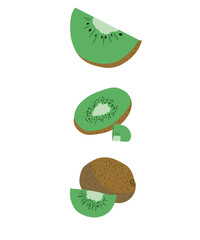 vector kiwi set in flat graphics on a white background. A simple illustration of a kiwi