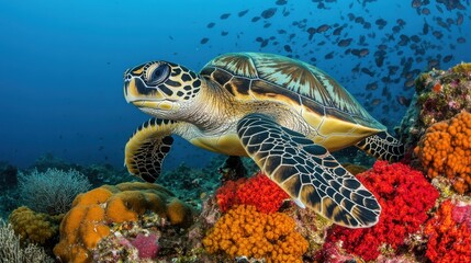 Obraz premium Marine Adventure with Dynamic Creatures in Clear Water