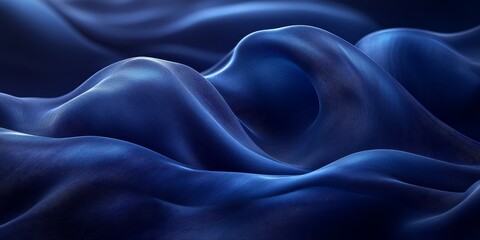 Obraz premium Dark blue background with silky texture, flowing curves, and simple lines, creating a high-end, elegant, and sophisticated style in high-definition.