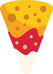 This illustration features a delicious crepe dripping with sweet toppings, perfect for showcasing desserts, snacks, or breakfast options