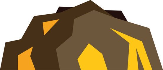 Simple and modern abstract mountain logo using geometric shapes and a yellow and brown color palette