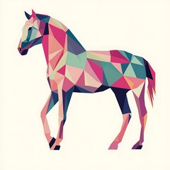Obraz premium Colorful polygonal horse illustration, artistic design, isolated on white background, suitable for print or digital media