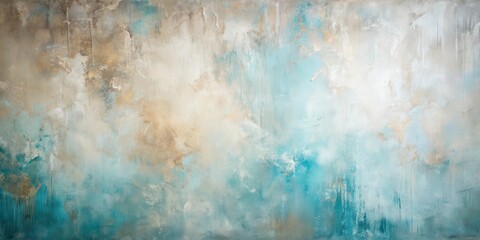 Obraz premium Abstract art piece with soft blue tones against a neutral studio wall background, featuring gentle brushstrokes and blended colors , shapes, background