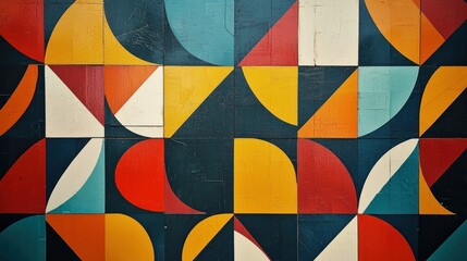 Fototapeta premium A stylish background featuring fun geometric patterns in various hues.
