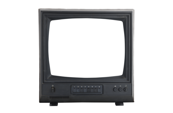 Old tv on isolated. Retro technology concept. Blank screen for text.