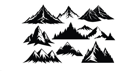 Obraz premium set of mountains collection of vector silhouette illustration